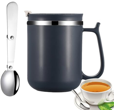 Isolerad mugg i rostfritt stål med handtag, 500 ml, termosmugg med handtag, kaffekopp för varm dryck, resemugg för män och kvinnor, inomhus