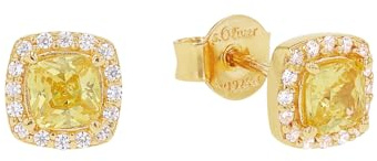 s.Oliver Ohrstecker 925 Sterling Silber Damen Ohrschmuck, mit Zirkonia synth., 0,6 cm, Gold, Kommt in Schmuck Geschenk Box, 2037832