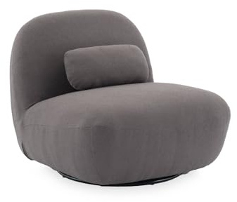 sweeek - 360°-Drehsessel mit Strukturiertem Bouclé-Bezug, mattschwarzem Metallfuß und Kissen - Spino