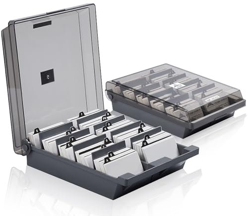 dabinzhijia Visitenkartenbox, Visitenkarten Aufbewahrungs Box Transparent, Visitenkartenhalter Organizer Box mit Deckel, Maximale Kapazität 1000 Karten