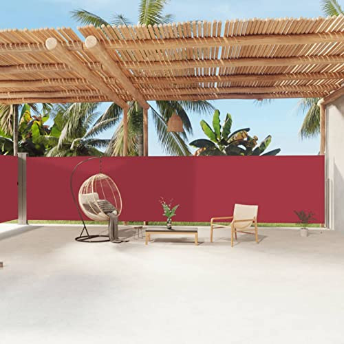 Ailgely Toldo lateral doble, 180 x 1200 cm, aluminio extensible, protección visual para balcón y jardín, toldo vertical exterior opaco para balcón, terraza, jardín rojo