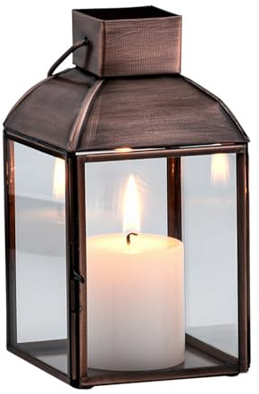 Marrakesch Vintage dekoration lykta 16 cm antik av metall och glas | värmeljushållare som bordsdekoration, vardagsrumsdekoration | ljusstake, vindljus, Nelios som balkong, terrass och trädgård,