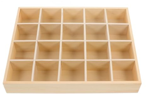 ABOOFAN Holz 20 Fächern Aufbewahrungsbox, 34x27x5cm, Sammelvitrine Für felsig, Kristall, Wandregal für Miniaturen, Multifunktional Sammelbox, Sortierbox