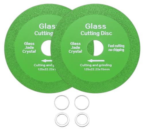 sourcing map 2 Pack Glass Cutting Disc 5 Inch for rotary tool Diamond Cutting Disc Ultra-Thin Saw Blade Wheel with 7/8 Arbor for Cutting Grinding Jade Crystal Tile Ceramic