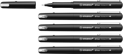 STABILO dr!ver - Premium Fineliner - Fine - Pack of 5 - Black
