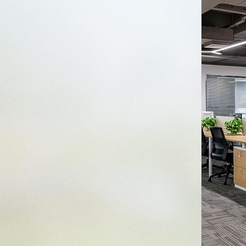 Vinilo Ventana Vinilo Autoadhesivo Cristal 50 x 200 cm Vinilo para Ventana de Privacidad Esmerilado Estático Anti UV, Reutilizar, No Adhesiva, para Dormitorio Oficinas, Mate Puro