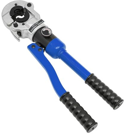 12-28 mm Tipo V Prensa,80KN Alicates de Prensa Hidráulica de Tubería con Contorno en V, Cabezal giratorio de 360°, Mango de ahorro de trabajo, Juego de herramientas de prensa manual hidráulica para