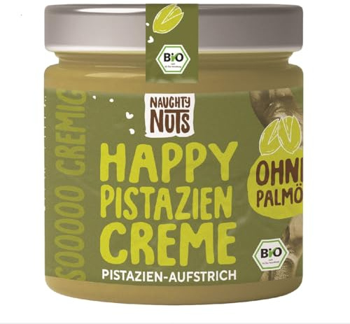 Naughty Nuts Bio Crema de Pistacho Feliz – 100% Natural, Vegana, 100% Natural, sin Aceite de Palma ni Azúcares Refinados – 200 g