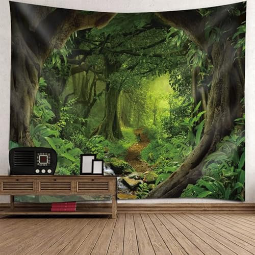 Aotiwe Wall Tapestry Funny, Wandteppich Nordisch Dschungellandschaft Grün 210x140cm Wall Decoration Aesthetic