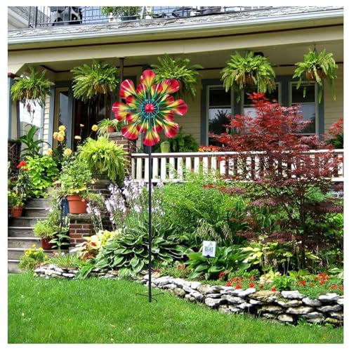Hazomeu 205cm Girouette de Jardin Exterieur, Girouette de Jardin Exterieur Globe en Verre avec Moulin à Vent Cinétique Moulin à Vent en Métal, pour La Decoration Jardin Exterieur