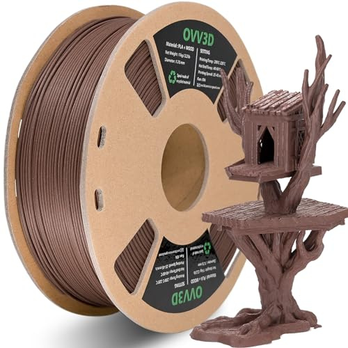 OVV3D PLA Filament 1.75 mm Holz, enthält über 30% echte Holzfasern, 3D Drucker Filament Wood PLA, Filament-3D-Druckmaterialien, Walnussholz 1kg