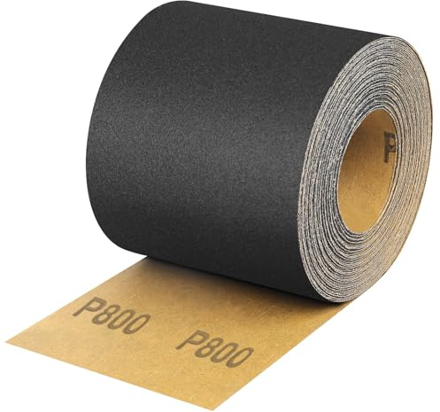 Shineboc 800 Grit Sandpaper Roll, 3-2/3 Wide 11 Yard Wet Dry Silicon Carbide Longboard Sand Paper for Automotive Metal Wood Sanding＆Polishing