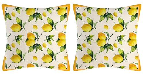 Allayu Funda de Almohada de jardín de 2 Piezas, diseño de limón, para Exteriores, para decoración de balcón, para jardín, Festivales, Clima, poliéster, B