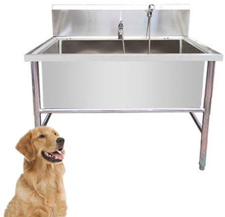 Professional Commercial Oversize Pet Grooming Bathtub, Stainless Steel Dog Washing Station with Telescopic Faucet for Outdoor Pet Care