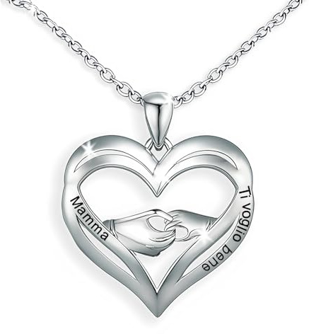 Bramart Regalo Mamma Idea Regali Festa della madre, Collana Donna in tripla finitura di Argento Sterling 925, Idea per lei Compleanno, Natale - Cofanetto con DEDICA incluso (Mamma Ti voglio Bene)
