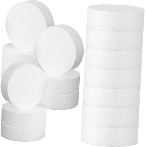 JEWEDECO 24Pcs Foam Circles Round Foam Discs for Crafts Cake Decorating Modeling and DIY Projects Easy to Shape Craft Foam Blocks for Floral Arrangements and Holiday Ornaments