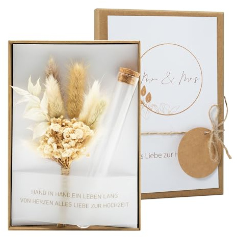 Hochzeit Geldgeschenk Verpackung Geschenkbox mit Trockenblumen Kraftpapier Verpackung Hanfseil Karte Anhänger Geld Hochzeitsgeschenke für Brautpaar