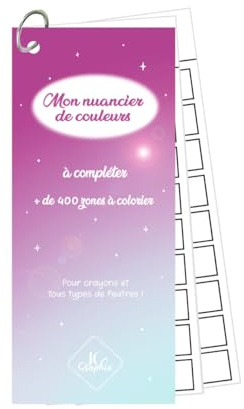 JC GRAPHIC Nuancier à colorier Recto/Verso - Sans trou pré-percé - Crayons et tous types de feutres avec 432 zones à colorier (Bleu/Rose, Sans trous pré-percés)