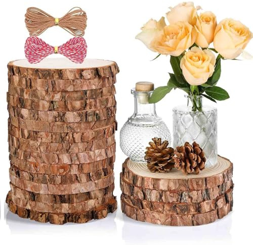 Holzscheiben 11-12 cm, 16 Stück Baumscheiben Holzplatte Rund Ca.10mm Dicke, Baumscheiben Rund für DIY Handwerk Hochzeit Weihnachten Dekoration Aus Holz Gemälde Untersetzer zum Basteln