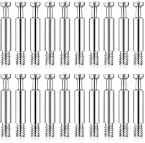 20Pcs Cam Bolts for Furniture Connector Fixing Screws Cam Screws Furniture Cams Lock Fasteners Connecting Fittings Tools Fixing Bolt Fasteners for Cabinet Drawer Wardrobe Table, Silver