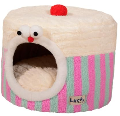 Ioensy Letto per Gatti Caldo Morbido Cuccia Peluche Tenda per Animali con Cuscino Estraibile Design Semichiuso Adatto per Relax Cani, XL