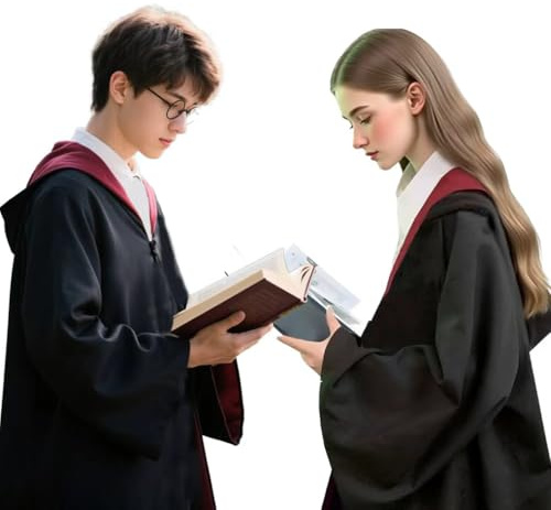 JJZENKD Magier Robe, Kostüm Set für Erwachsene, Gryffindor Umhang, Zauberer Robe für Erwachsene, mit Umhang Krawatte Brille, Zaubererrobe für Karneval Cosplay Party Verkleidung (XL)