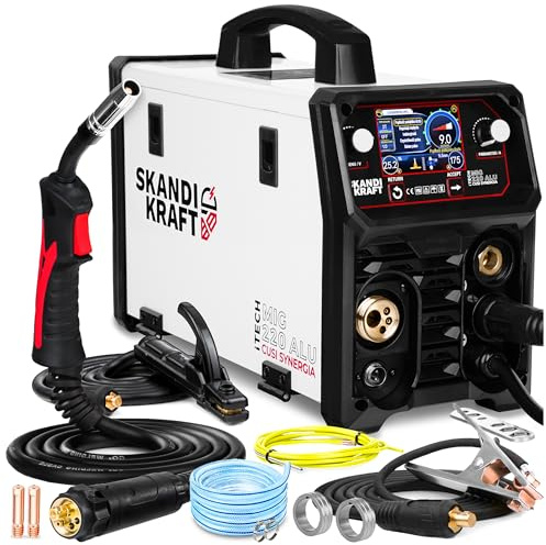 Skandi Kraft iTech MIG 220 - Saldatrice combinata in alluminio CuSi 200A, 4 in 1, MIG MAG, saldatrice a gas protettivo, senza gas, LIFT-TIG MMA, LCD Inverter Bestschweissen.de