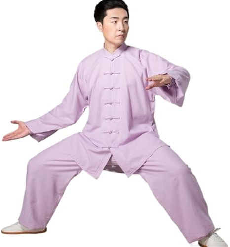 TRRYUIP Tai Chi Abbigliamento Lino Tai Chi Servire Uomini E Donne Taiji Boxing Performance Abbigliamento Autunno Kung Fu Vestito Wing Chun Uniforme(PURPLE,XXL)