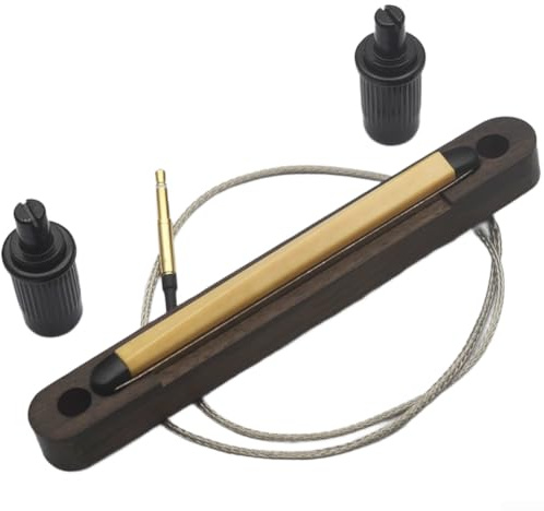 Piezo-Tonabnehmer und Steg-Set für 4-saitige Bassgitarre mit 2,5-mm-Klinkeneingang für klaren Klang und zur nachhaltigen Verbesserung (6 Saiten) Gelb