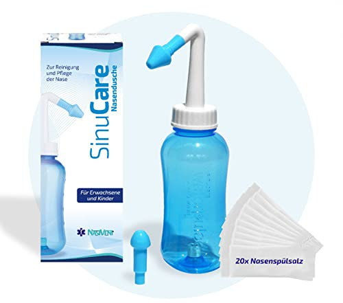 Nasivent SinuCare doccia nasale – incl. 20 bustine di sale per risciacquo nasale – per la pulizia del naso in caso di allergie e raffreddore