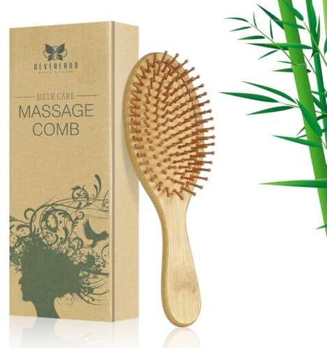 Neverland Beauty Bamboo Hair Brush - 100% Natural Detangling Massage Anti-Static Wooden Combs Hairbrushes for Women Bristle Cushioned Organic Hairbrush with Gift Box