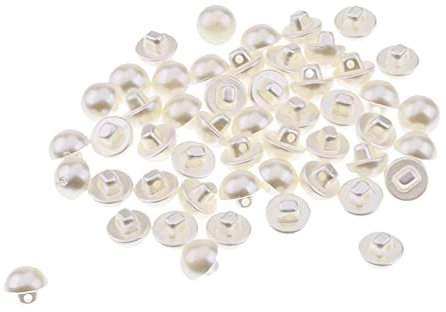 Sharplace 50 Stück Knöpfe Perlen Kunstperlen Perlmutt Dekoknöpfe Bastelknöpfe Künstliche Perlen Knöpfe Halbkreisförmige Perlenknopf für DIY Dekoration Basteln Nähen Kleidung Hemden, 10 mm