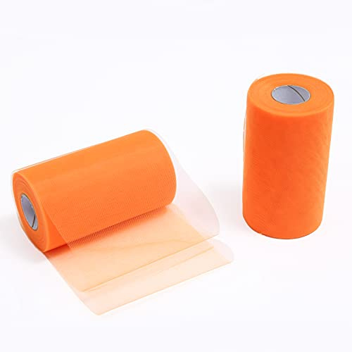 ZADAWERK® Tüll - 15 cm x 45 m - Pink - 1 Rolle - Tisch-Deko - Hochzeit - Weihnachts-Tüll - Geschenk - Schleife - Schleier - Tutu - DIY Tüllrolle - Netzstoff (Orange, 15 cm)