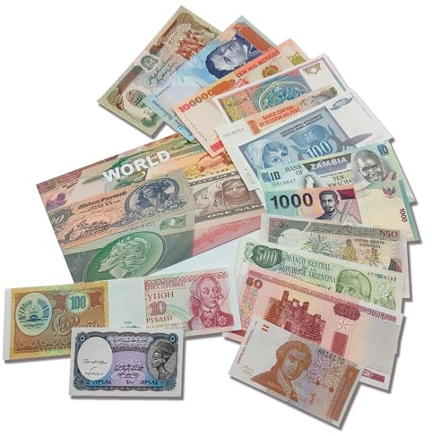 IMPACTO COLECCIONABLES Banconote da Collezione - 15 Banconote del Mondo da 15 Paesi, Nessuna duplicazione, con Certificato di Autenticità - Vecchia Carta Moneta per Collezionisti, Scuole e Musei