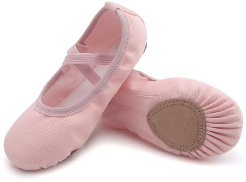Nzcm barn vuxna balettskor baletttofflor med delvis lädersula stl 22–44, - ROSA - 37 EU