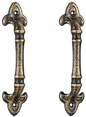 Relaxdays Möbelhandtag vintage, 2 stycken, antika dörrhandtag för skåp, lådor, skjutdörrar, gjutjärn, 20 cm, brons