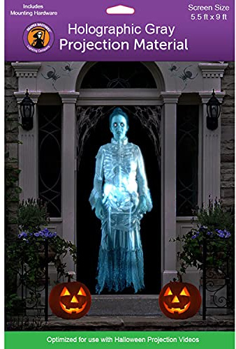 Holographic Rear Projection Screen with Mounting Hardware for Projecting Halloween Videos (5 ft x 9 ft Gray)