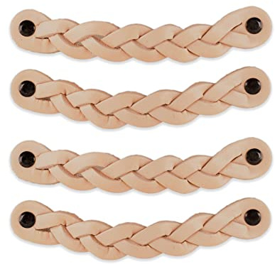 Brute Strength - Ledergriffe für Möbel - Geflochten - Natur - 4 Stück - 16,5 x 2,5 cm - Schrankgriff, Türgriff für Küche, Bad, Schränke, Kommode, Holz