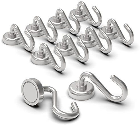Ant Mag Magnetic Hooks 10 Pack 10KG (22LBS) Strong Magnets Hook with Neodymium Rare Earth for Cruise Ship Accessories Hanging Door Holder Keys Home Office Refrigerators BBQ