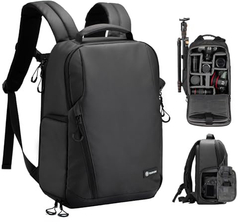 TARION TR-L Zaino per Fotocamera Borsa per Fotocamera Impermeabile con Scomparto per Laptop da 14'', Zaino Professionale di Grande Capacità con Copertura Antipioggia per Fotocamera DSLR SLR Obiettivo