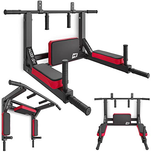 Hop-Sport Klimmzugstange & Dip-Station zur Wandmontage, Multifunktionales Trainingsgerät, Reckstange Indoor, Dip Barren, Trizeps Trainingsgerät, 120 kg Max. Belastbarkeit