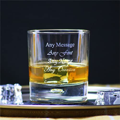 Personalised Engraved 11.5oz Double Shot Bubble Based Whisky Glass with Any Message