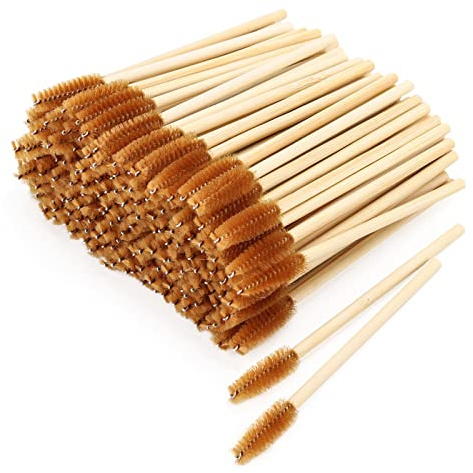 Tbestmax 150 Disposable Mascara Wands Eyelash Brush Spoolies for Eye Lash Extension Eyebrow Bamboo Stick Brown