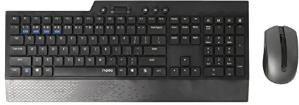 RAPOO 00192494 - Tastiera e mouse wireless con tastiera e mouse QWERTY portoghese (tastiera e mouse multimodale con Bluetooth e 2,4 GHz, mouse ottico 1600 DPI), colore: Nero