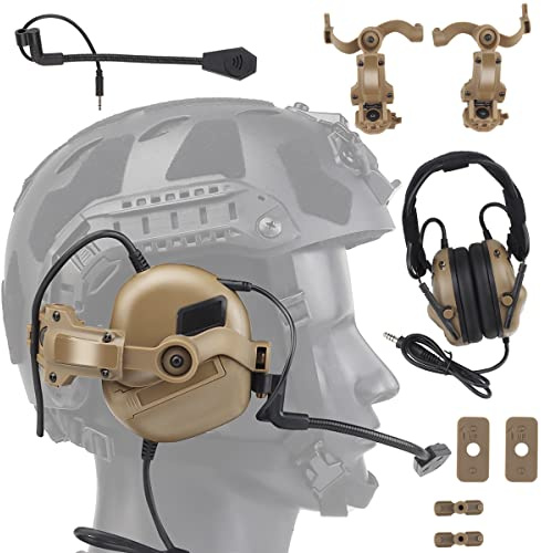 WLXW Tactical Headset for Airsoft(Head-Mounted & Helmet-Mounted),Wargame Hunting Outdoor Non-Military Tactical Earmuff (No Noise Reduction),with Helmet ARC Rail Adapter Arm Headphone Bracket