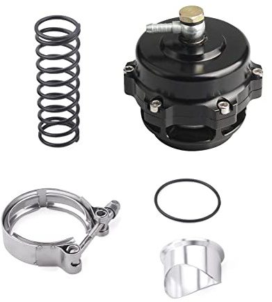 Valvola di soffiaggio turbocompressore 50 mm 35 psi Boost universale Fit BOV V-Band flangia morsetto molla in alluminio (nero)