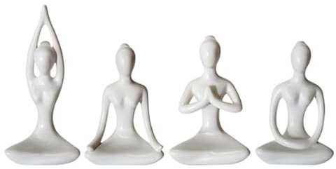 Gadpiparty 4 StüCk Dekorative Yoga Figuren Aus Keramik Zarte Abstrakte Skulpturen FüR Moderne Haushaltsdekoration Tischdeko BüRo Wohnzimmer