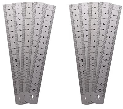 10 Stück Edelstahl-Lineal, 15 cm, 15 cm