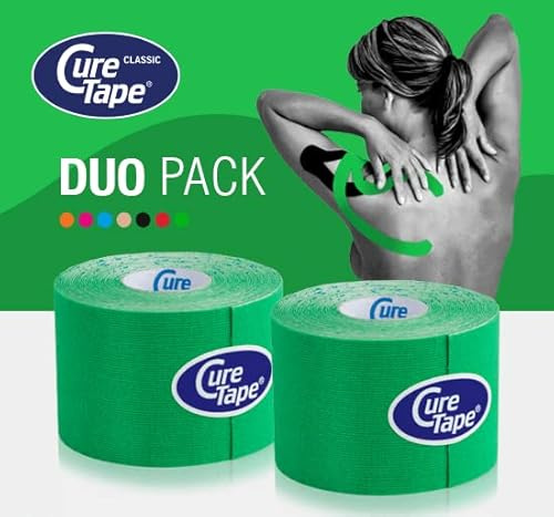 CureTape® Kinesiotapes | 2 Kinesiologie Tape Rollen (5 cm x 5 m) | Wasserfestes & Latexfreies Kinesiotape | | Hautfreundliche Physio Tape | Sporttape für Verletzungen & Beschwerden | Grün