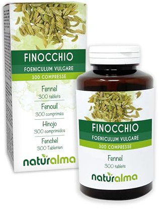 Fenchel (Foeniculum vulgare) Früchte Naturalma - 150 g - 300 Tabletten - Nahrungsergänzungsmittel - Natürlich und Vegan